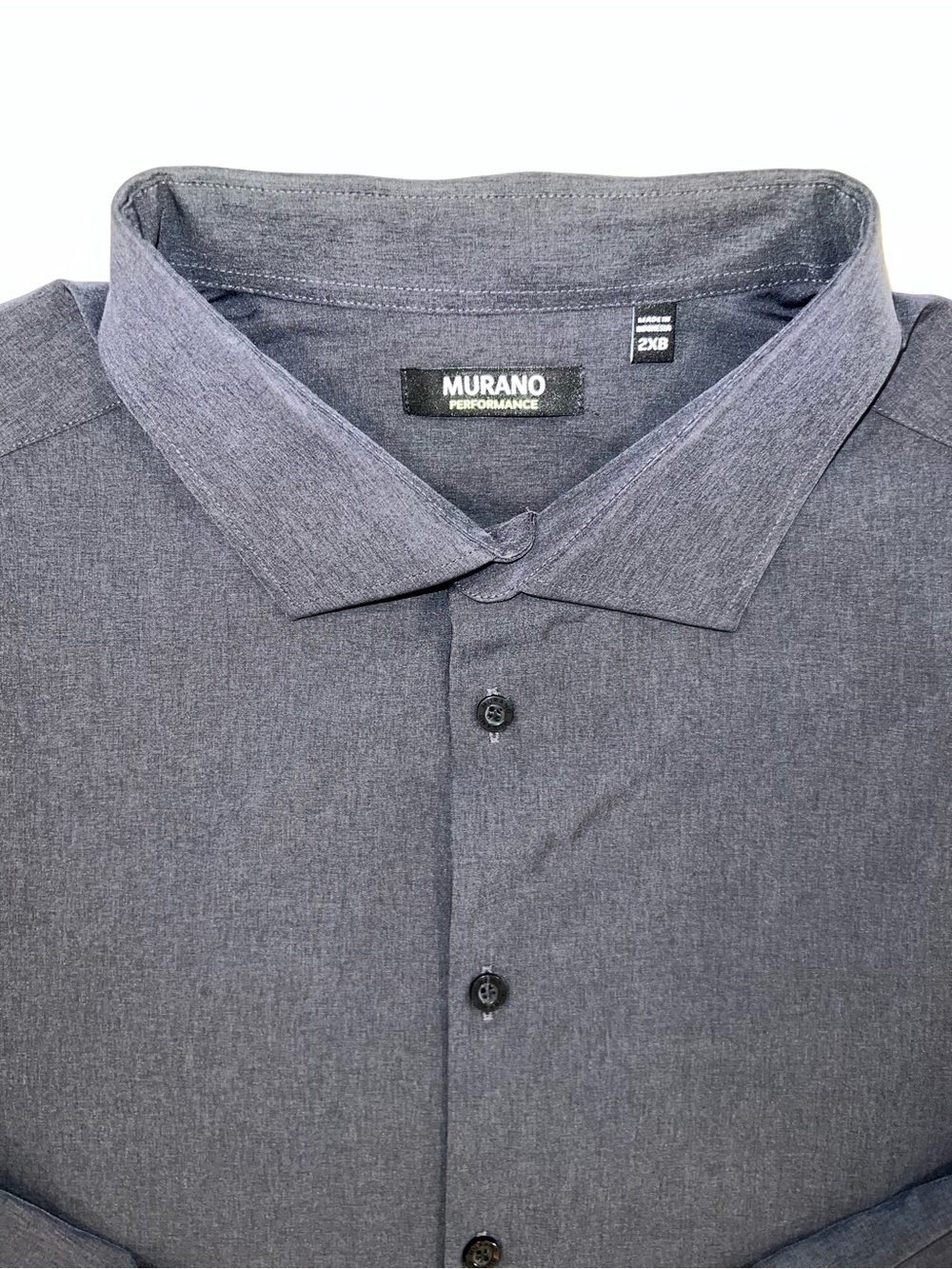 Murano Performance Men’s Heathered Charcoal Stretch Button-Down Shirt